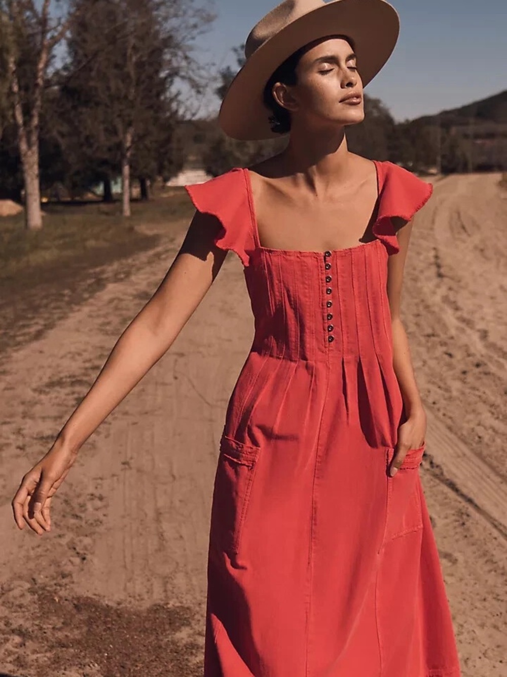Anthropologie Pilcro Flutter Sleeve Midi Dress